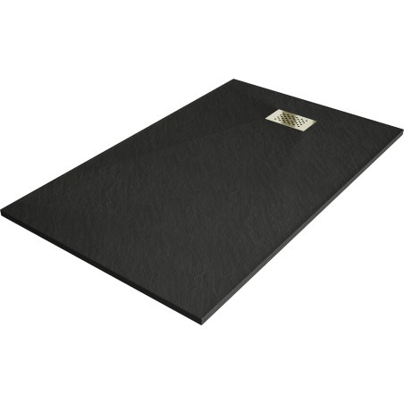 Mexen Hugo rechteckige Duschwanne SMC 140 x 80 cm, schwarz, mit goldener Abdeckung - 42708014-G