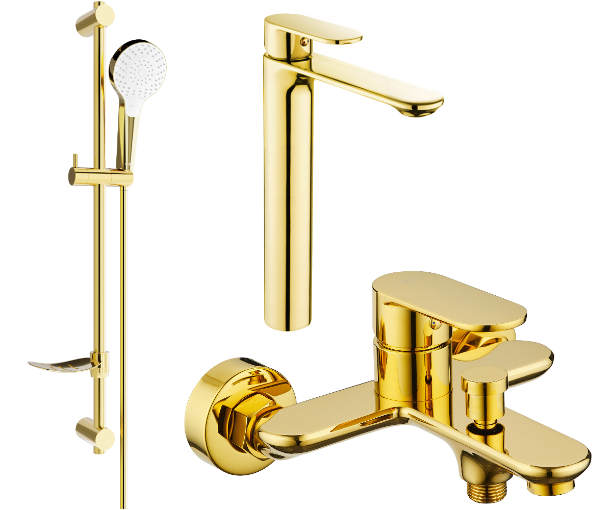 Mexen Milo DF05 Badewannenset, Gold - 71313DF05-50