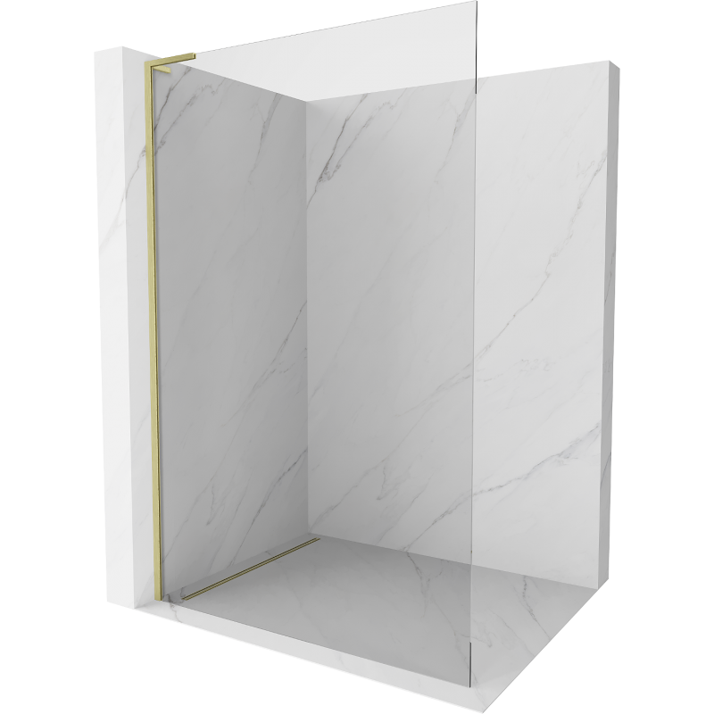 Mexen Kioto L Duschwand Walk-in 50 x 200 cm, transparent, gebürstetes Gold - 800-050-103-55-00