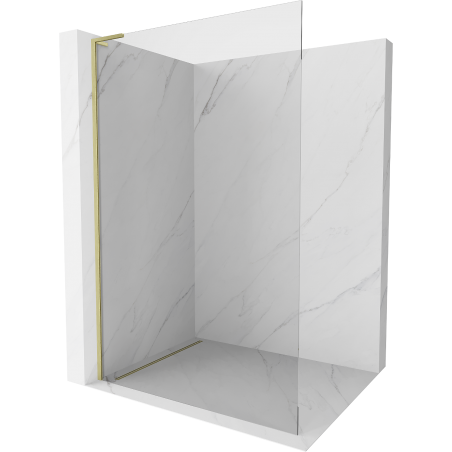 Mexen Kioto L Duschwand Walk-in 50 x 200 cm, transparent, gebürstetes Gold - 800-050-103-55-00