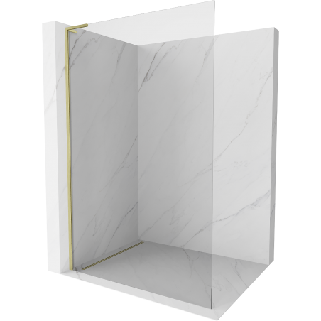 Mexen Kioto L Duschwand Walk-in 65 x 200 cm, transparent, gebürstetes Gold - 800-065-103-55-00