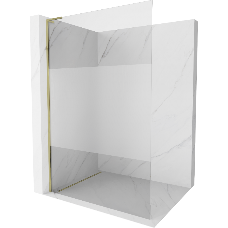 Mexen Kioto L Duschwand Walk-in 80 x 200 cm, transparent/frosted, gold - 800-080-103-50-35