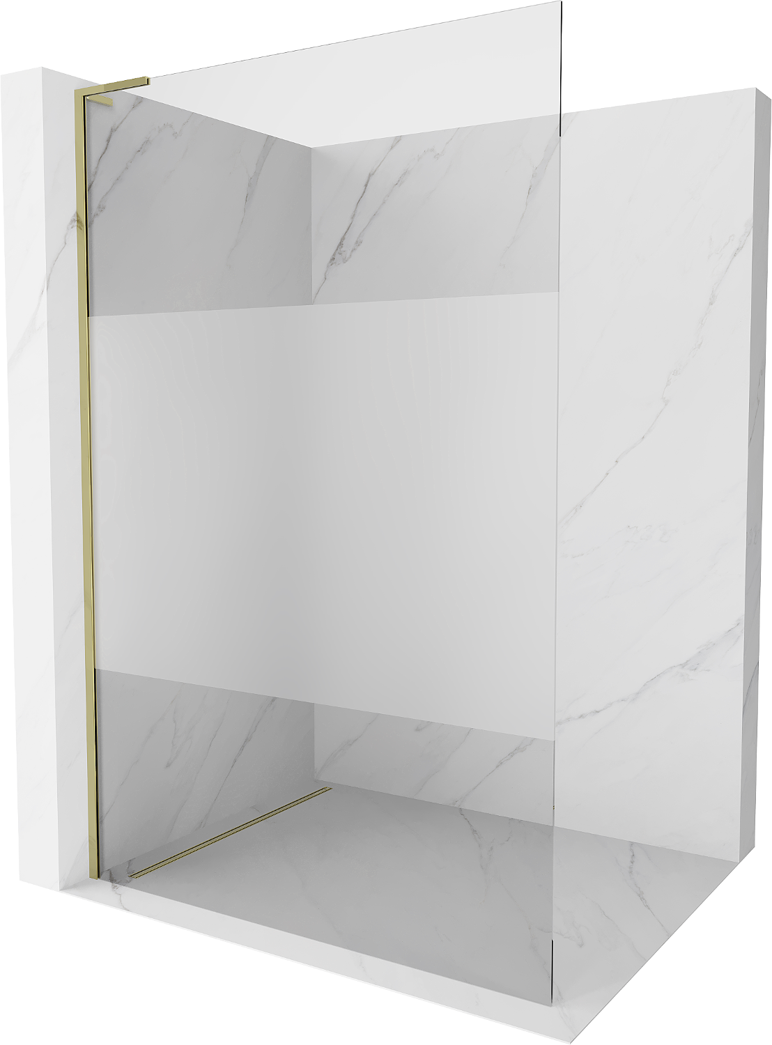 Mexen Kioto L Duschwand Walk-in 80 x 200 cm, transparent/frosted, gold - 800-080-103-50-35