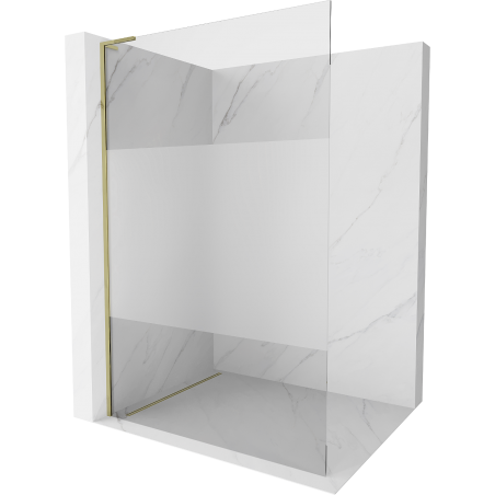 Mexen Kioto L Duschwand Walk-in 90 x 200 cm, transparent/schnee, gold - 800-090-103-50-35