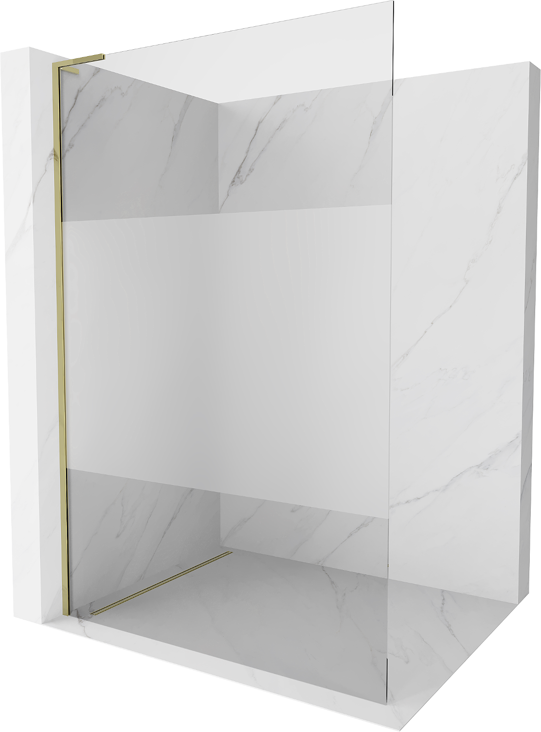 Mexen Kioto L Duschwand Walk-in 100 x 200 cm, transparent/frosted, golden - 800-100-103-50-35