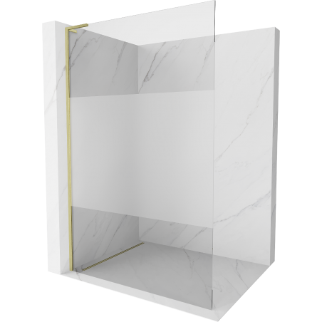 Mexen Kioto L Duschwand Walk-in 80 x 200 cm, transparent/satiniert, gebürstetes Gold - 800-080-103-55-35