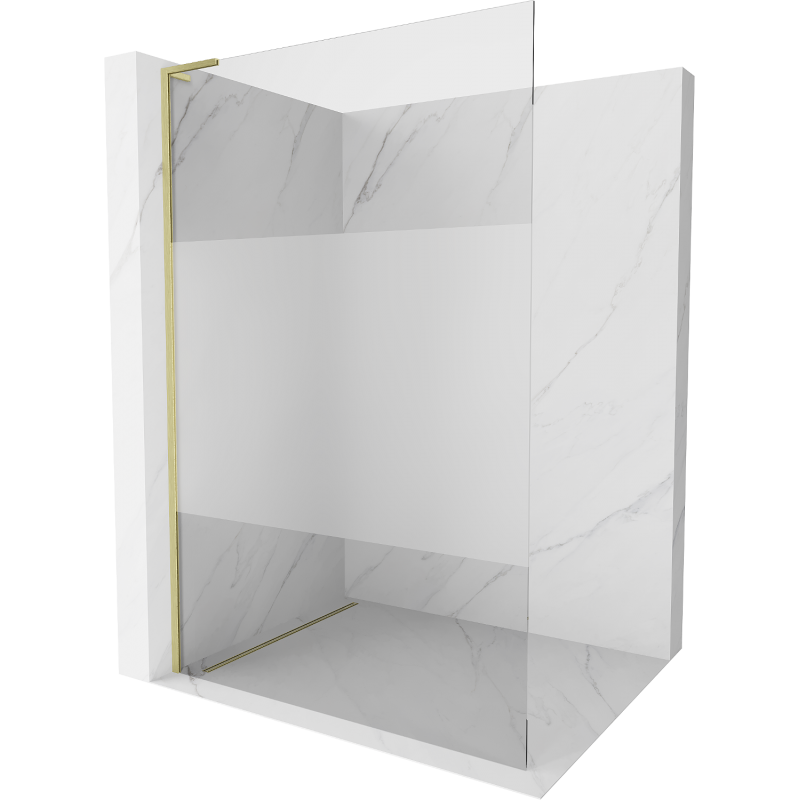 Mexen Kioto L Duschwand Walk-in 100 x 200 cm, transparent/matt, gold gebürstet - 800-100-103-55-35