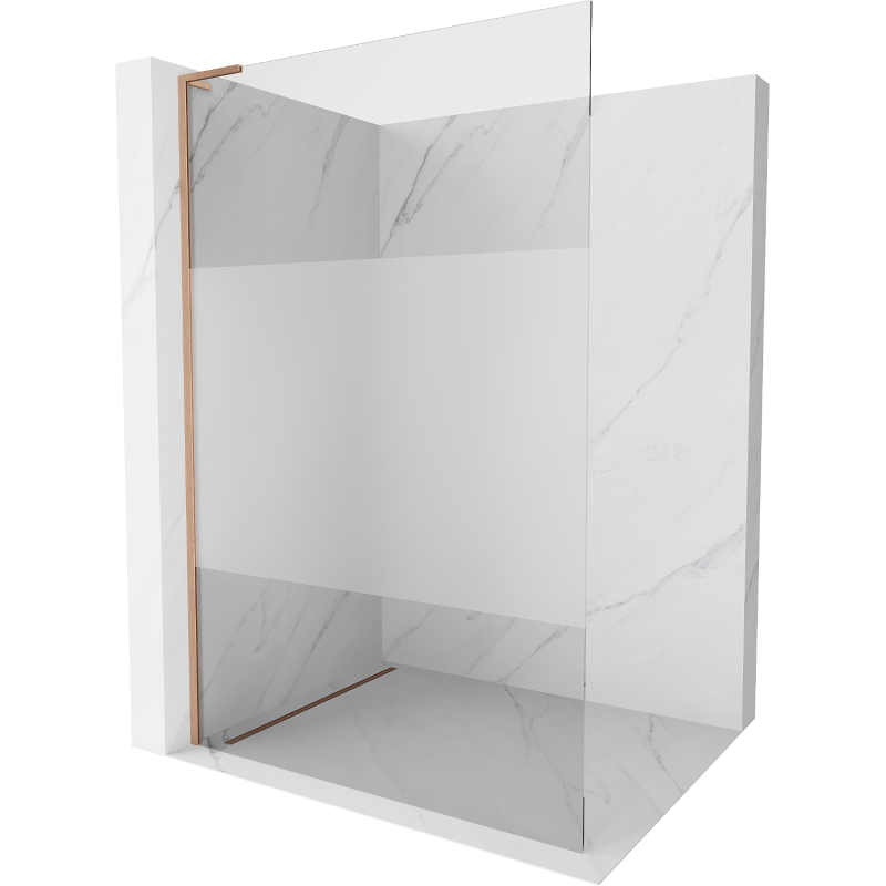 Mexen Kioto L Duschwand Walk-in 90 x 200 cm, transparent/frosted, gebürstetes Kupfer - 800-090-103-65-35