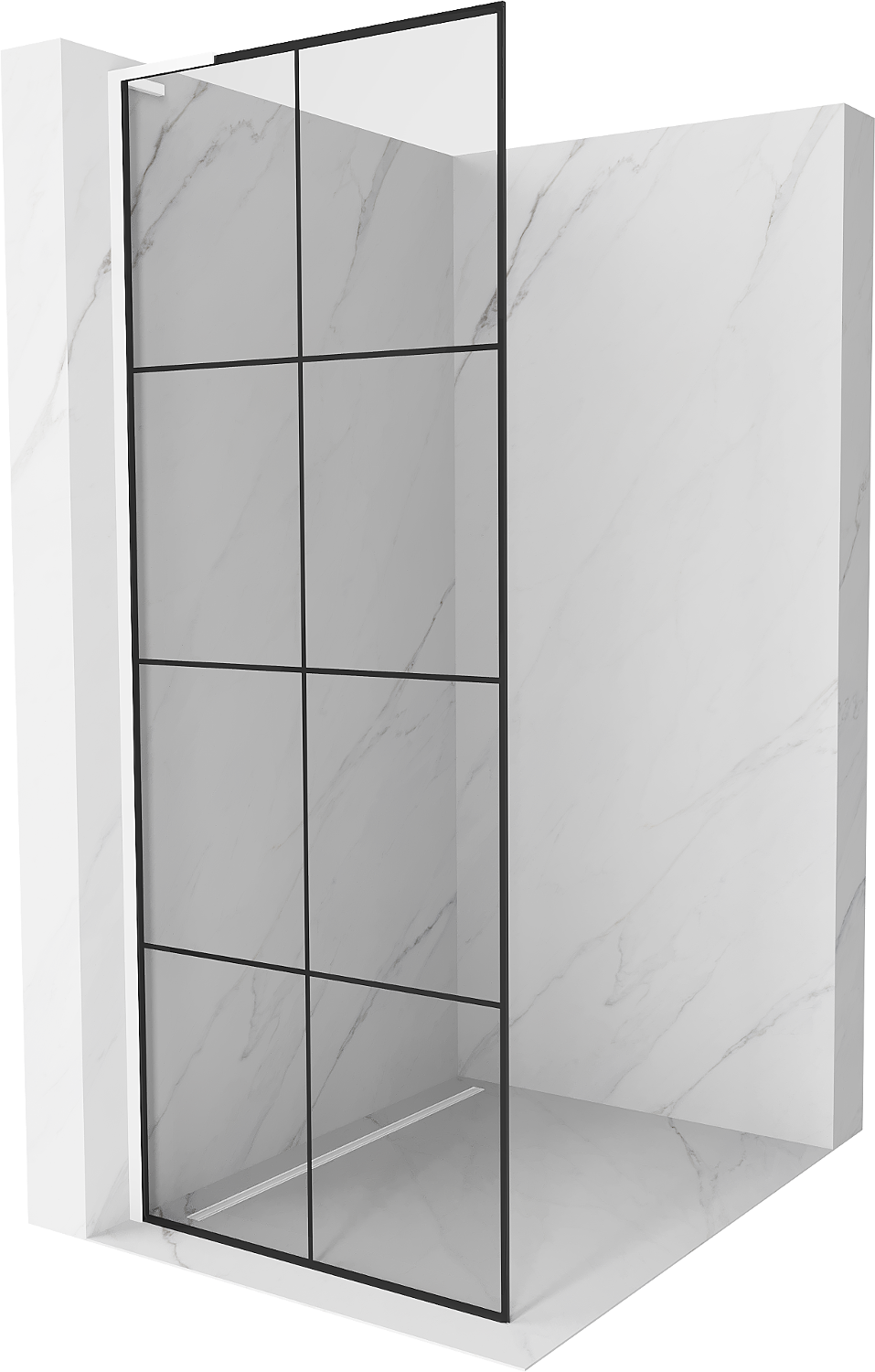 Mexen Kioto L Duschwand Walk-in 70 x 200 cm, schwarzes Muster, weiß - 800-070-103-20-77