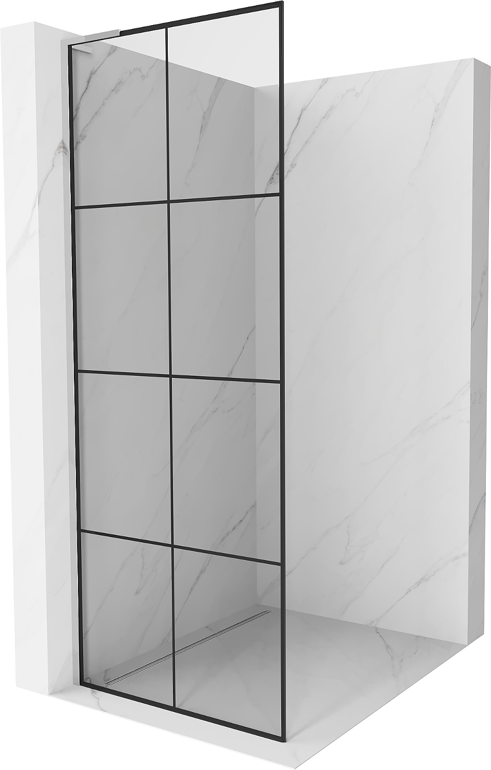 Mexen Kioto L Duschwand Walk-in 70 x 200 cm, schwarzes Muster, Chrom - 800-070-103-01-77