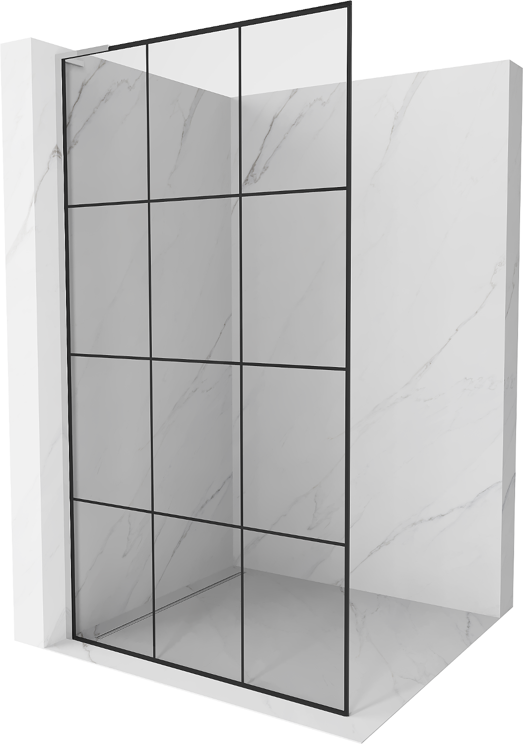 Mexen Kioto L Walk-in Duschwand 100 x 200 cm, schwarzes Muster, Chrom - 800-100-103-01-77