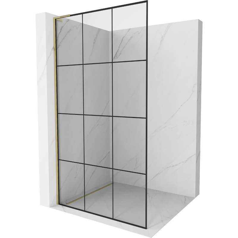 Mexen Kioto L Duschwand Walk-in 110 x 200 cm, schwarzes Muster, gold - 800-110-103-50-77