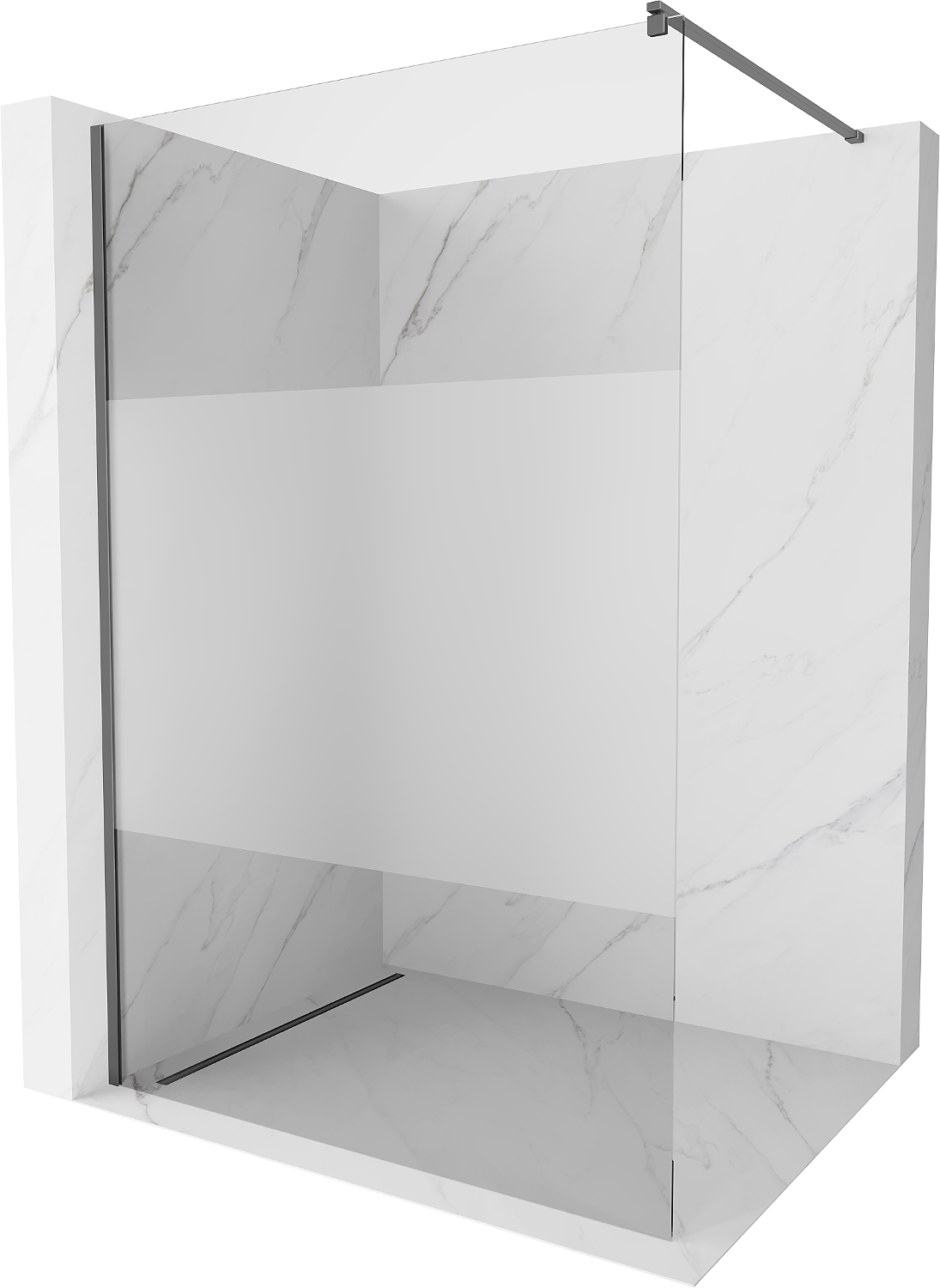 Mexen Kioto Walk-in-Dusche 100 x 200 cm, transparent/etruskisch 8 mm, gunmetal - 800-100-101-95-35