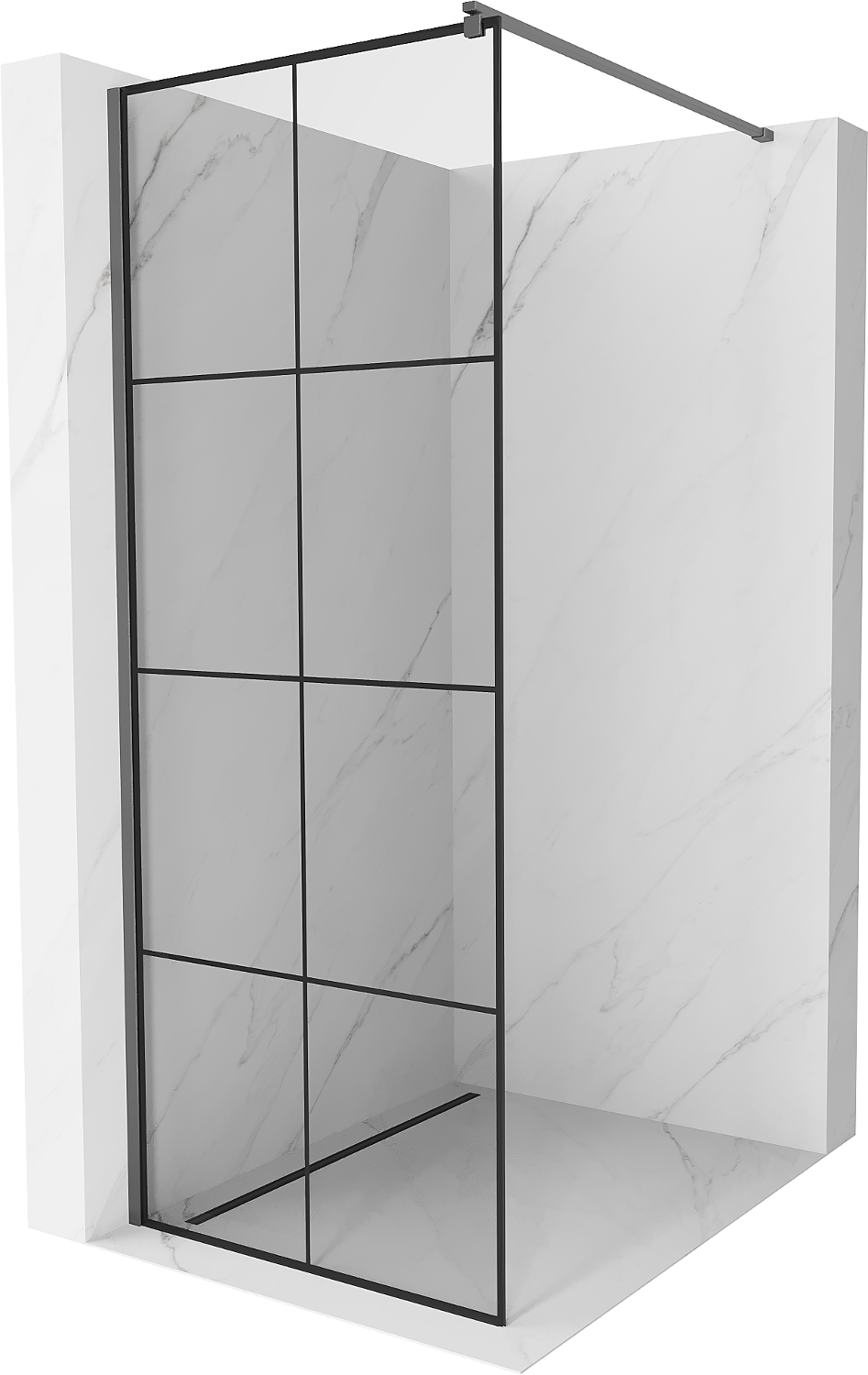 Mexen Kioto Duschwand Walk-in 80 x 200 cm, schwarzes Muster 8 mm, Gunmetall - 800-080-101-95-77