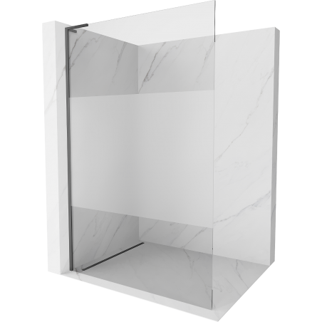 Mexen Kioto L Duschwand Walk-in 100 x 200 cm, transparent/schneeflocke, gun metal - 800-100-103-95-35