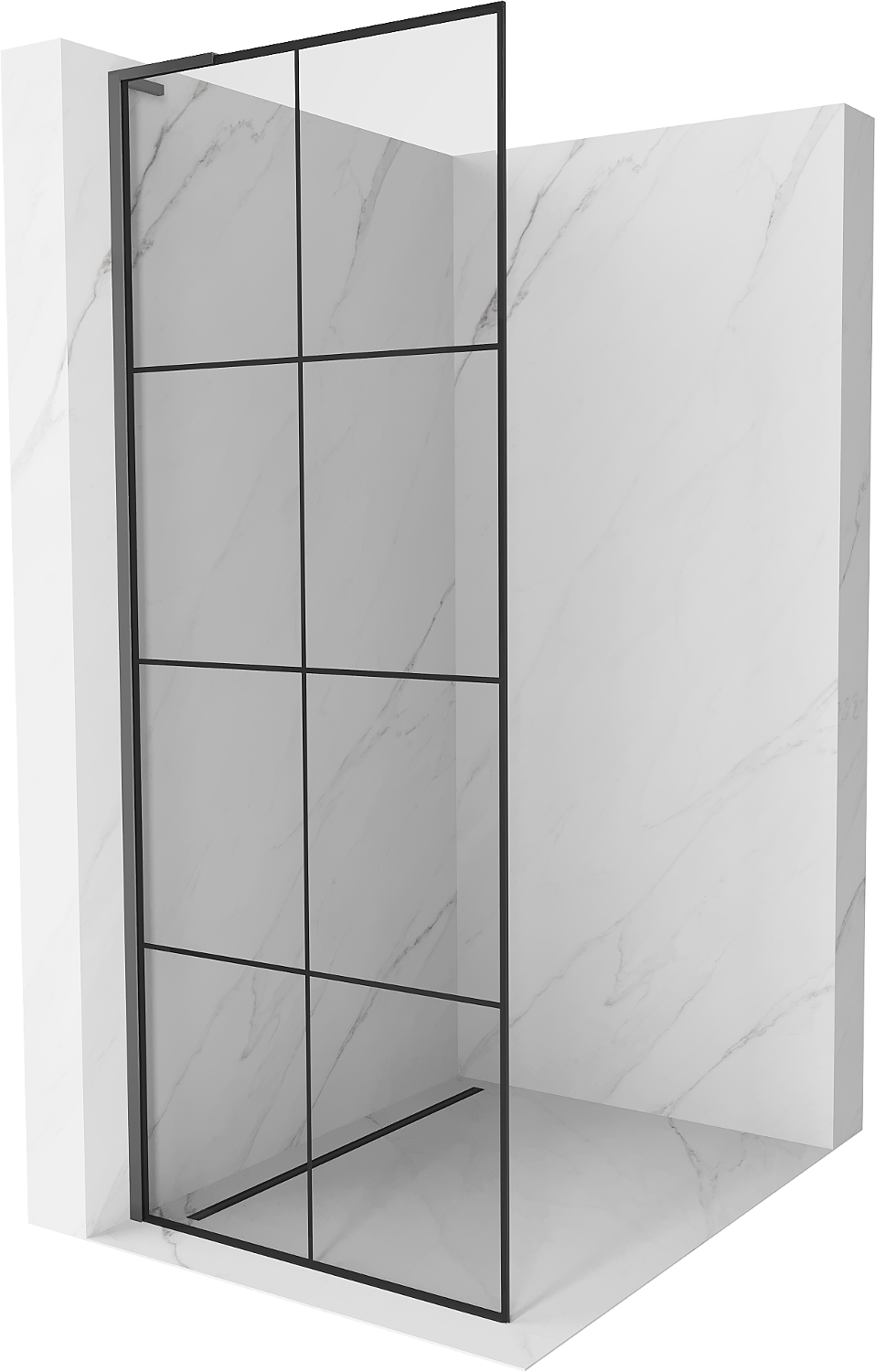 Mexen Kioto L Duschwand Walk-in 90 x 200 cm, schwarzes Muster, gun metal - 800-090-103-95-77