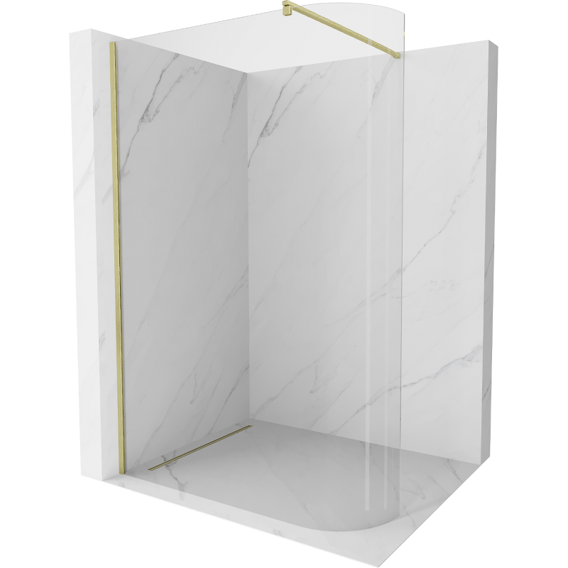 Mexen Kioto Duschwand gebogen Walk-in 90 x 200 cm, transparent 8 mm, gebürstetes Gold - 800-090-101-55-06