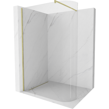 Mexen Kioto abgerundete Walk-in-Dusche 120 x 200 cm, transparent 8 mm, gebürstetes Gold - 800-120-101-55-06