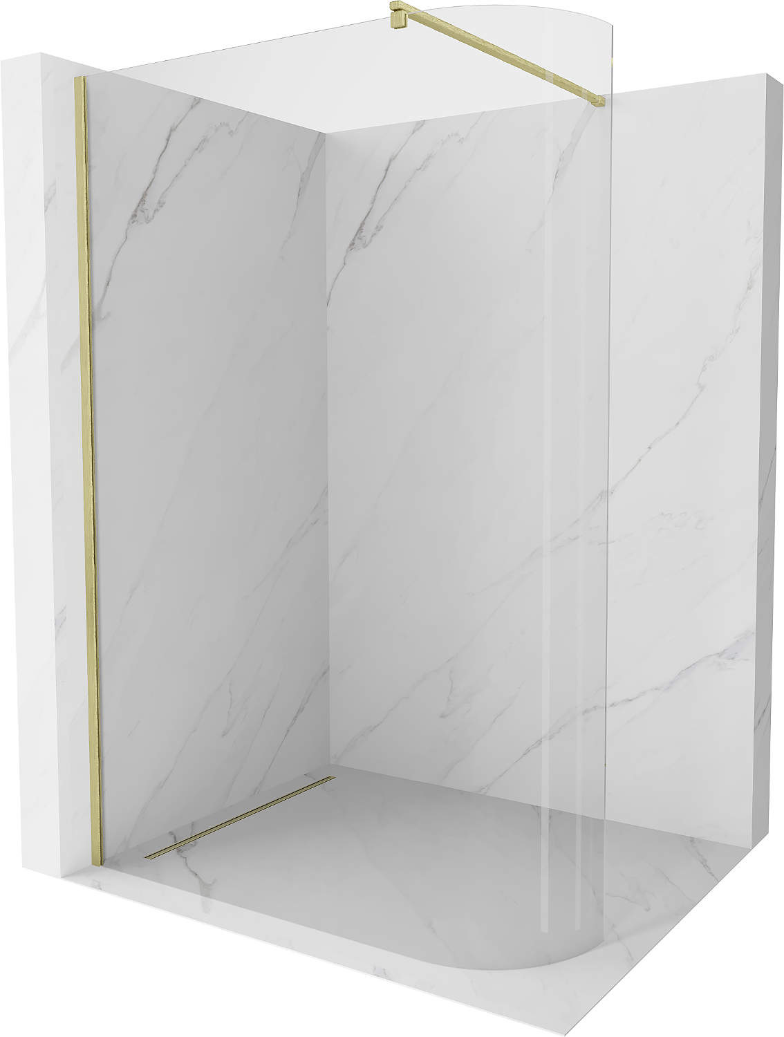 Mexen Kioto abgerundete Walk-in-Dusche 120 x 200 cm, transparent 8 mm, gebürstetes Gold - 800-120-101-55-06