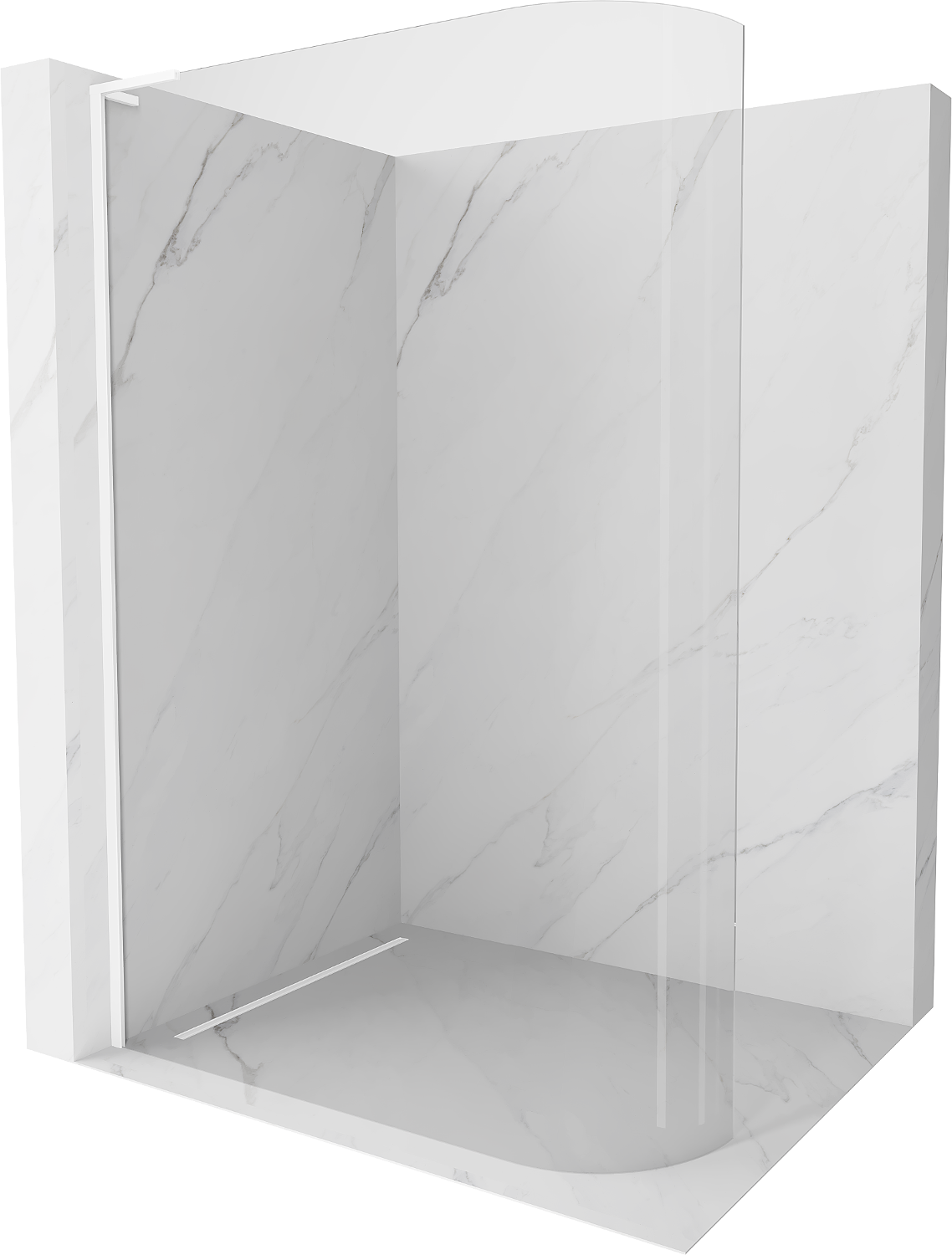 Mexen Kioto L Duschwand gebogen Walk-in 90 x 200 cm, transparent, weiß - 800-090-103-20-06