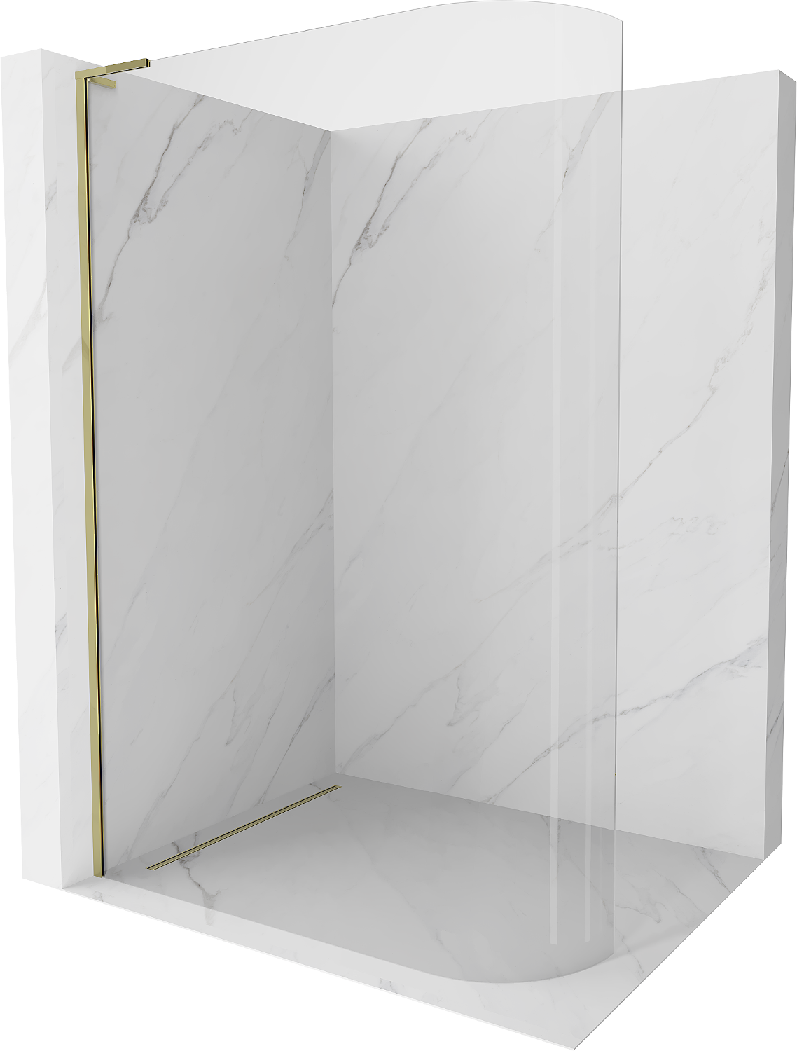 Mexen Kioto L Duschwand gebogen Walk-in 120 x 200 cm, transparent, gold - 800-120-103-50-06