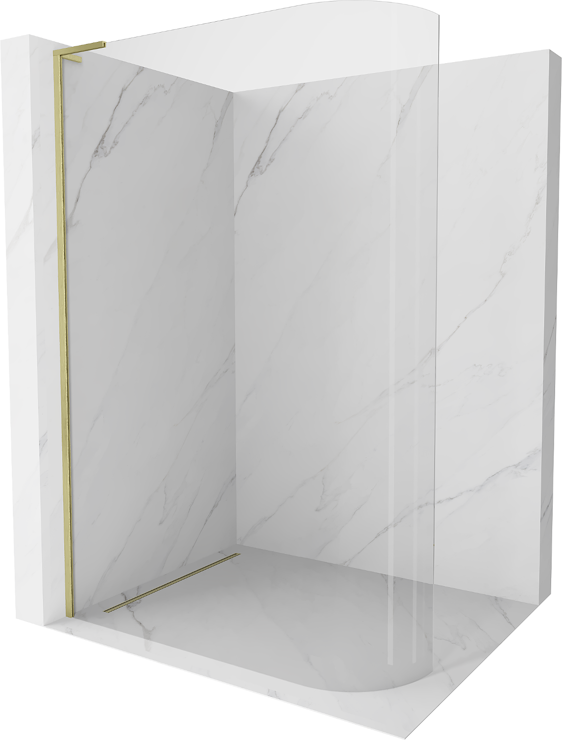 Mexen Kioto L Duschwand gebogen Walk-in 80 x 200 cm, transparent, gebürstet gold - 800-080-103-55-06