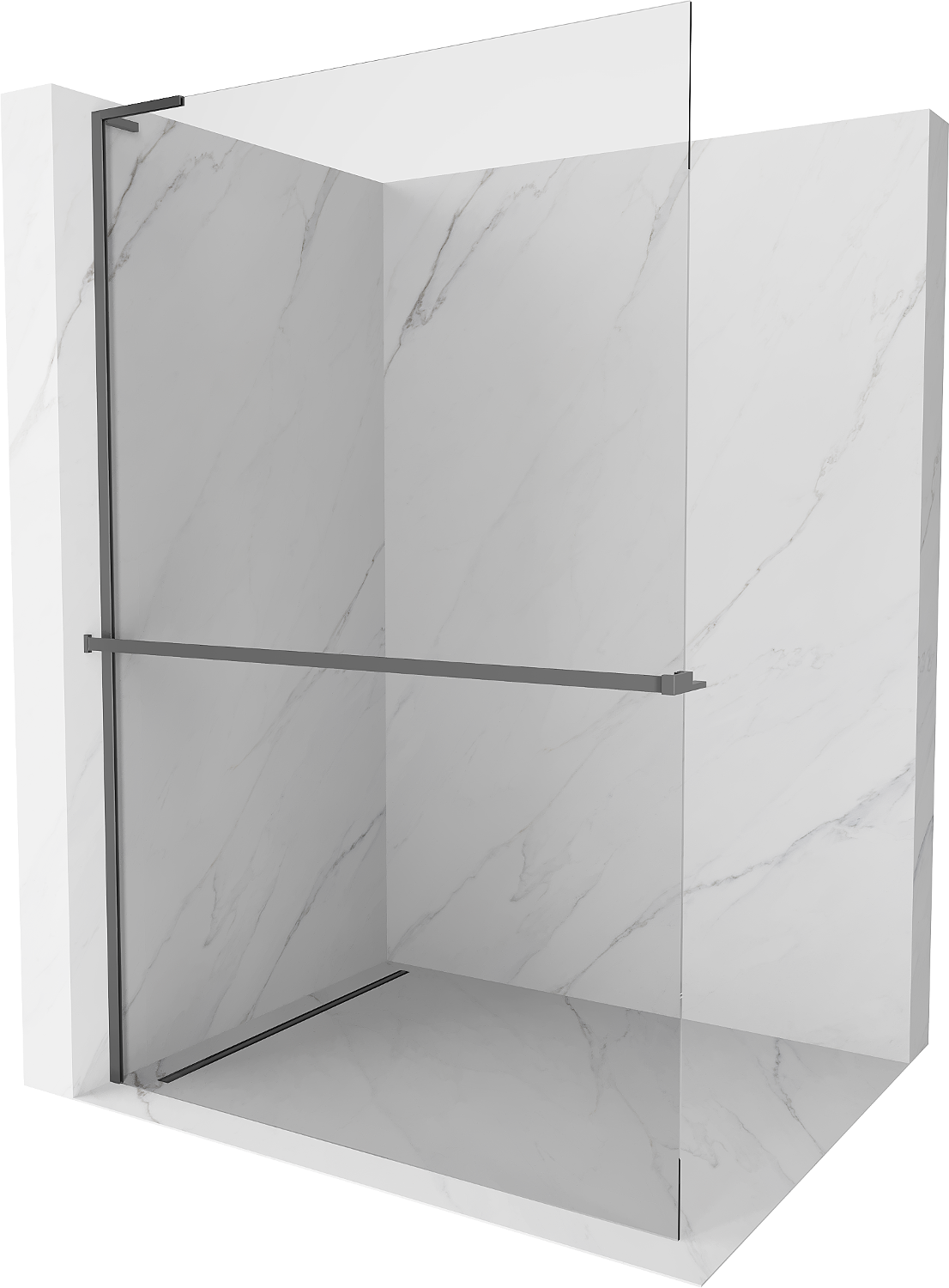 Mexen Kioto+ L Duschwand mit Regal Walk-in 110 x 200 cm, transparent, gun metal - 800-110-123-95-00