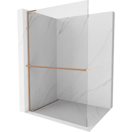 Mexen Kioto+ L Duschwand mit Regal Walk-in 55 x 200 cm, transparent, gebürstetes Messing - 800-055-123-65-00