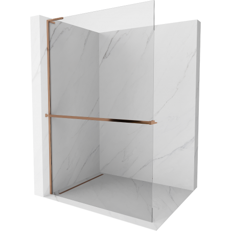 Mexen Kioto+ L Duschwand mit Regal Walk-in 90 x 200 cm, transparent, roségold - 800-090-123-60-00