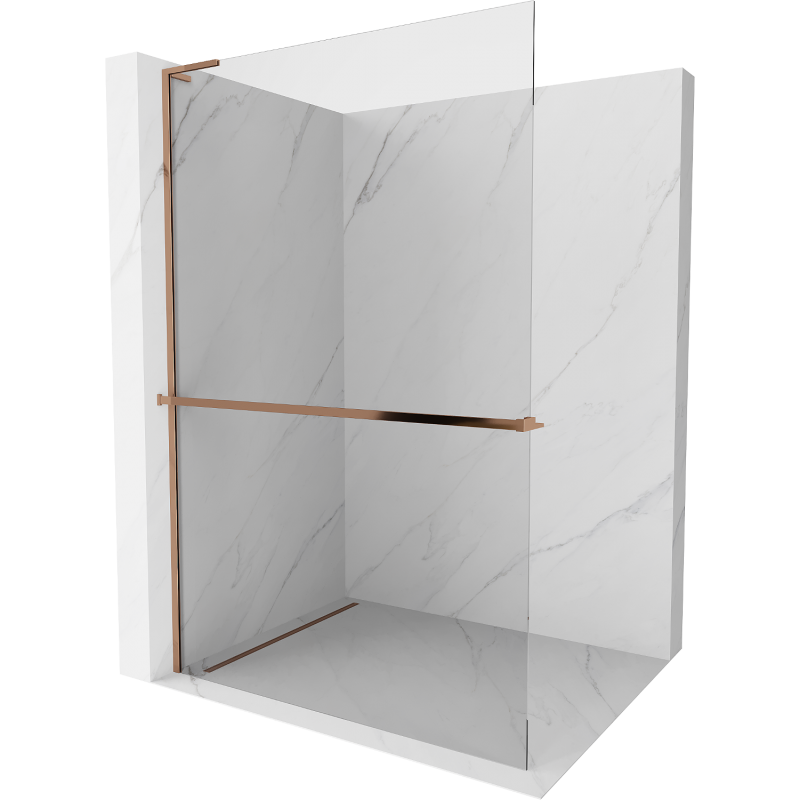 Mexen Kioto+ L Duschabtrennung mit Regal Walk-in 75 x 200 cm, transparent, roségold - 800-075-123-60-00