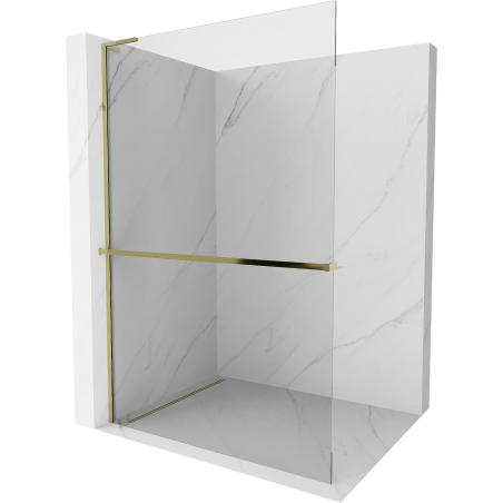 Mexen Kioto+ L Duschwand mit Regal Walk-in 80 x 200 cm, transparent, gold - 800-080-123-50-00