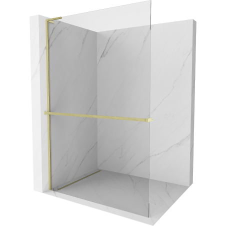 Mexen Kioto+ L Duschwand mit Walk-in Regal 60 x 200 cm, transparent, gebürstetes Gold - 800-060-123-55-00