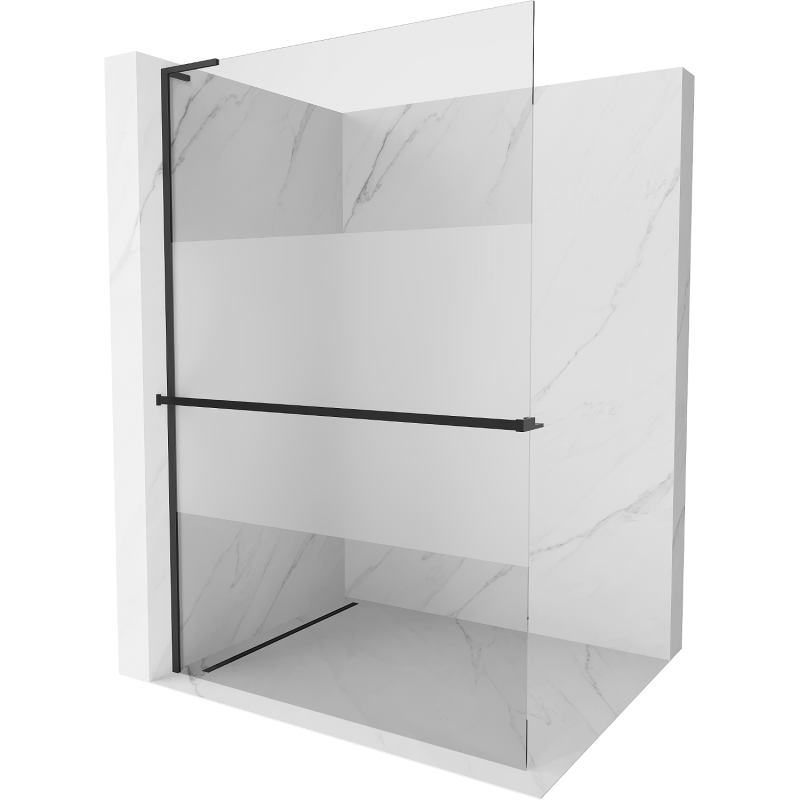 Mexen Kioto+ L Duschwand mit Regal Walk-in 110 x 200 cm, transparent/matt, schwarz - 800-110-123-70-30