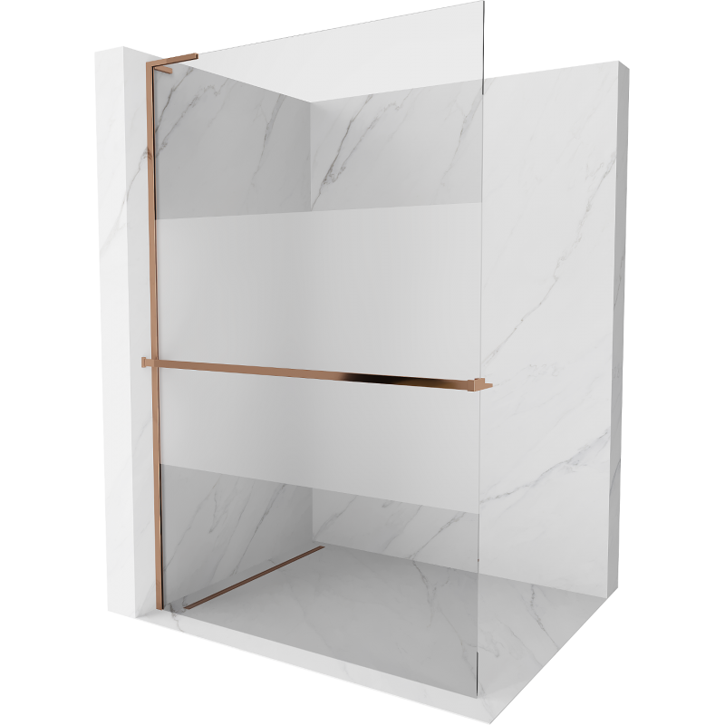 Mexen Kioto+ L Duschwand mit Regal Walk-in 110 x 200 cm, transparent/kratzt, rosegold - 800-110-123-60-35