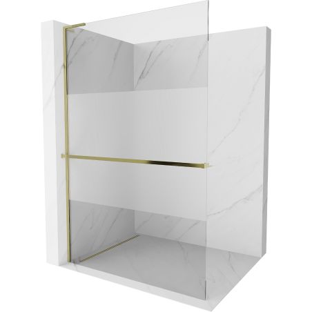 Mexen Kioto+ L Duschwand mit Regal Walk-in 110 x 200 cm, transparent/weiß, gold - 800-110-123-50-35