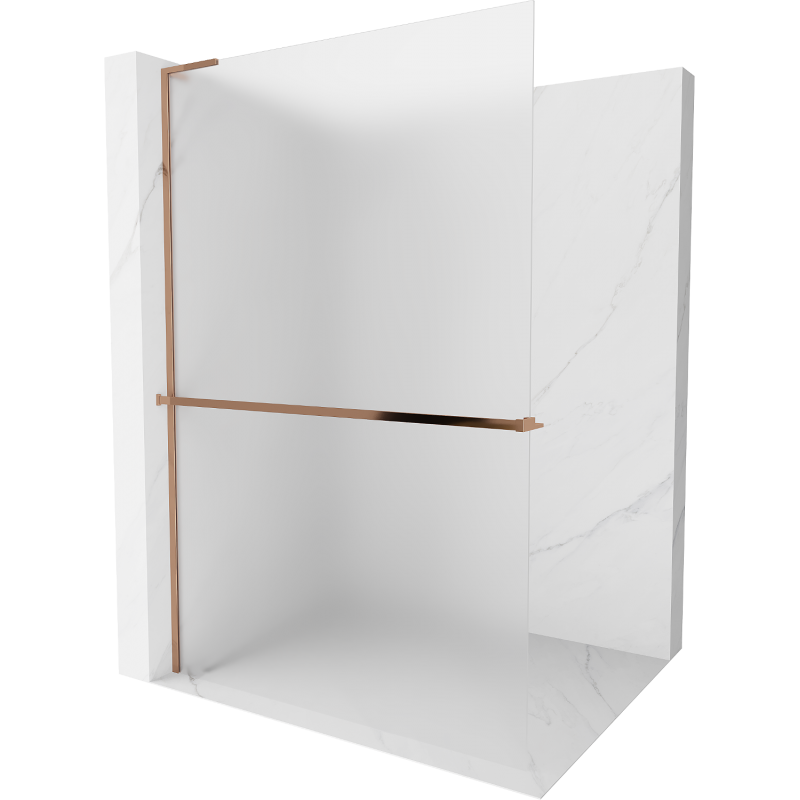 Mexen Kioto+ L Duschwand mit Regal Walk-in 70 x 200 cm, frosted, rose gold - 800-070-123-60-30