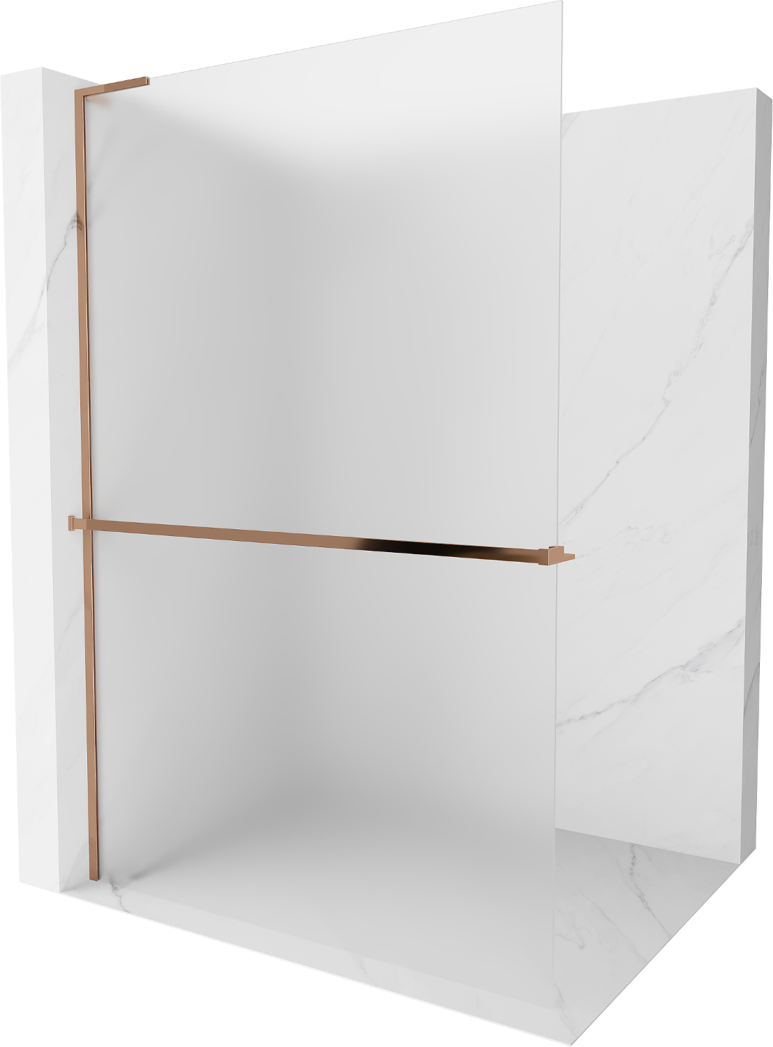 Mexen Kioto+ L Duschwand mit Regal Walk-in 70 x 200 cm, frosted, rose gold - 800-070-123-60-30