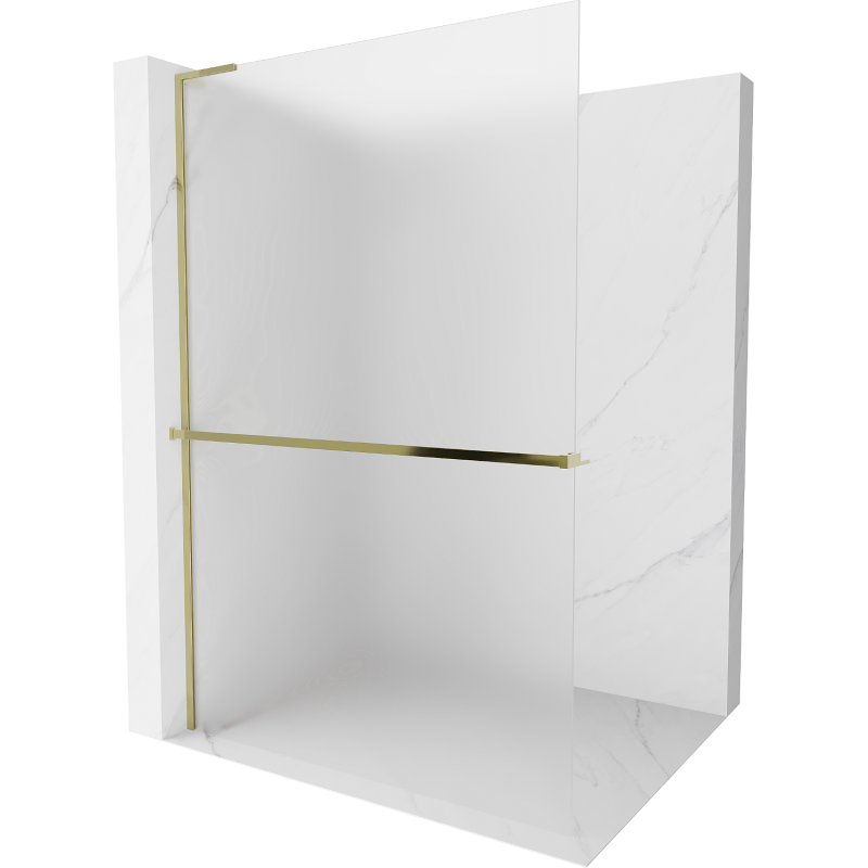 Mexen Kioto+ L Duschwand mit Regal Walk-in 100 x 200 cm, Mattglas, Gold - 800-100-123-50-30