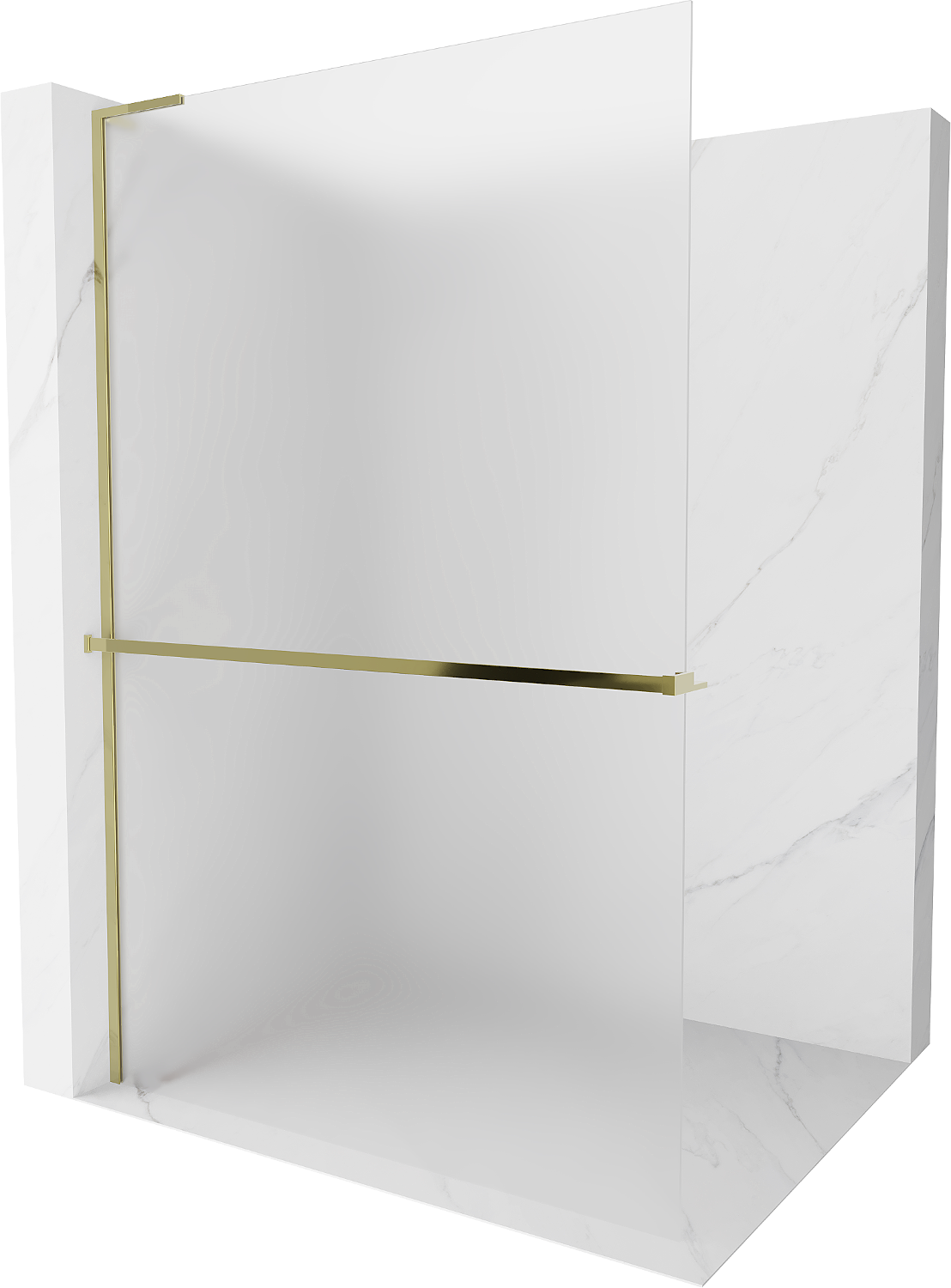 Mexen Kioto+ L Duschwand mit Regal Walk-in 100 x 200 cm, Mattglas, Gold - 800-100-123-50-30