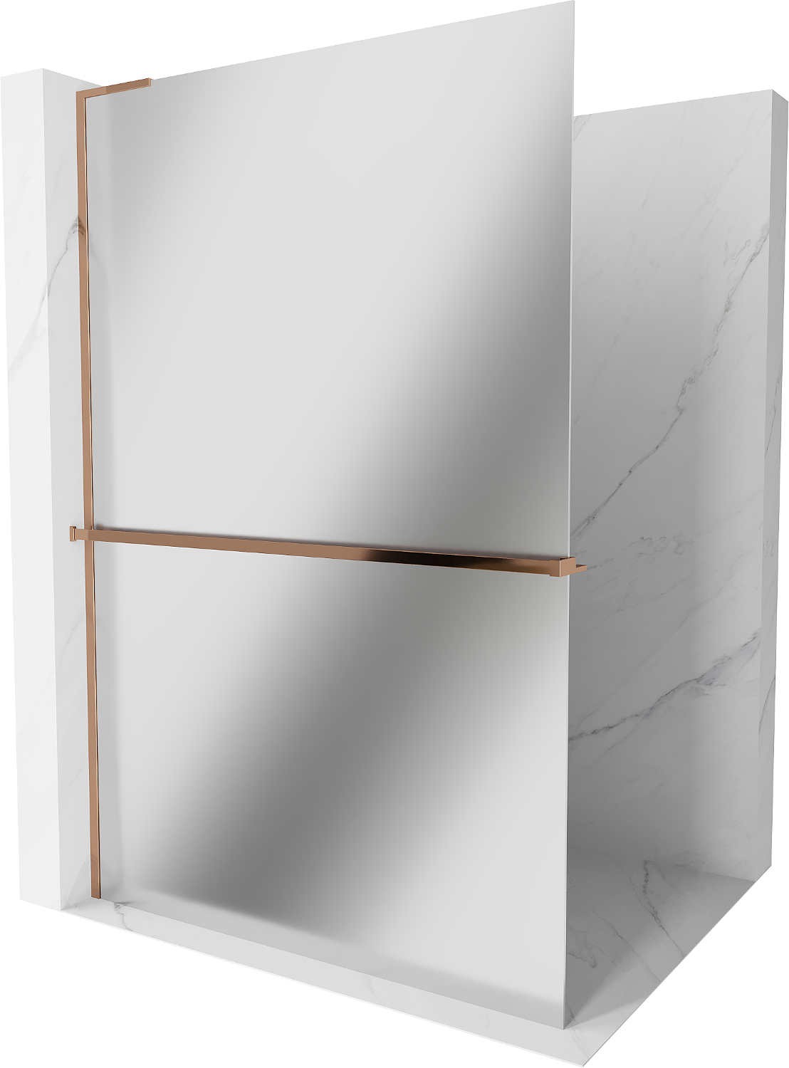 Mexen Kioto+ L Duschwand mit Regal Walk-in 80 x 200 cm, Spiegel, roségold - 800-080-123-60-50