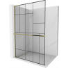 Mexen Kioto+ L Duschwand mit Regal Walk-in 70 x 200 cm, schwarzes Muster, gold - 800-070-123-50-78