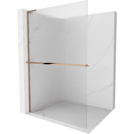 Mexen Kioto+ L Duschwand mit Ablage Walk-in 70 x 200 cm, transparent, roségold - 800-070-123-60-09