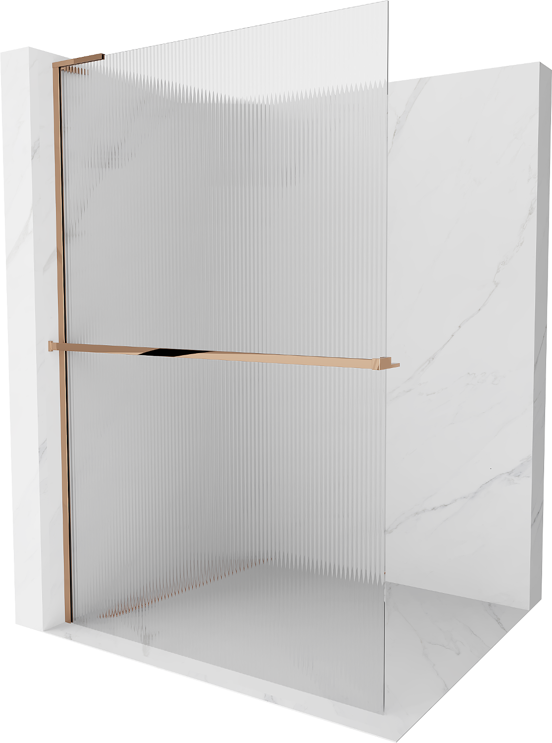 Mexen Kioto+ L Duschwand mit Regal Walk-in 90 x 200 cm, klar, rosegold - 800-090-123-60-09