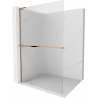 Mexen Kioto+ L Duschwand mit Regal Walk-in 100 x 200 cm, transparent, roségold - 800-100-123-60-09