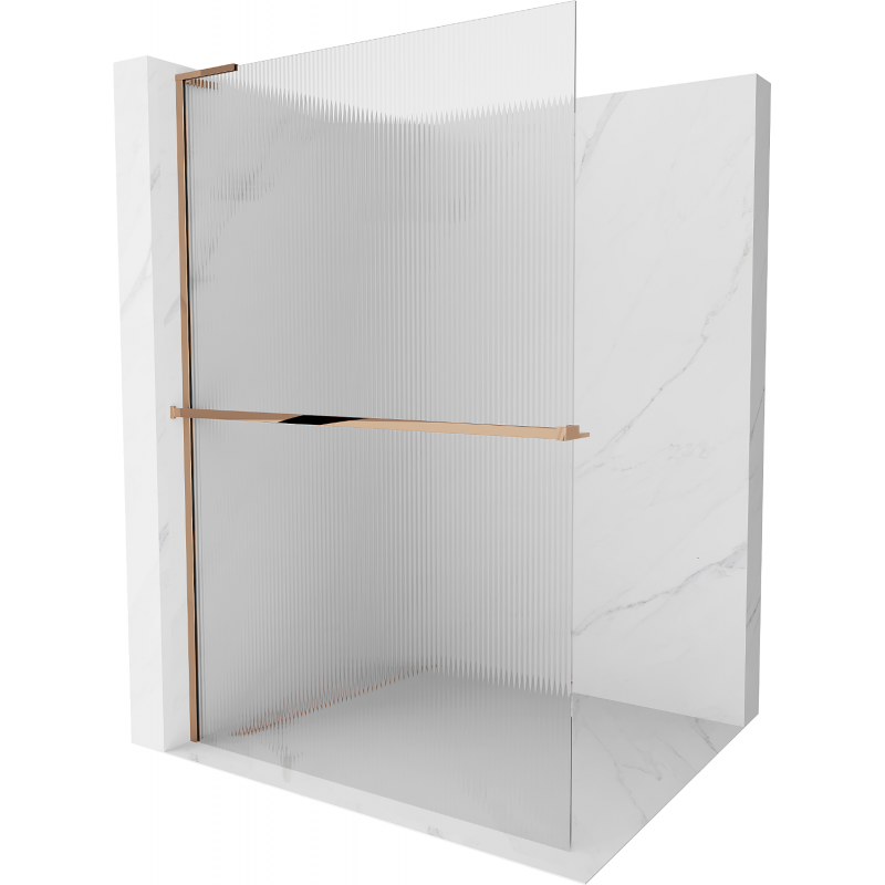 Mexen Kioto+ L Duschwand mit Ablage Walk-in 110 x 200 cm, klar, roségold - 800-110-123-60-09