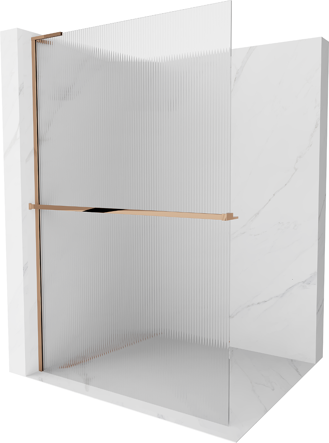 Mexen Kioto+ L Duschwand mit Ablage Walk-in 110 x 200 cm, klar, roségold - 800-110-123-60-09