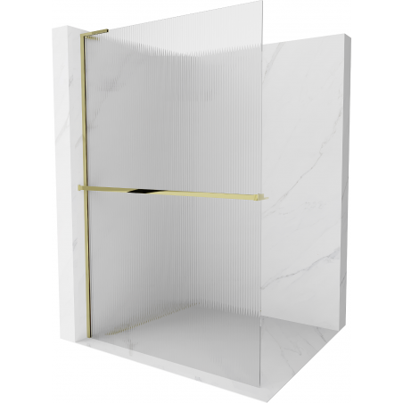 Mexen Kioto+ L Duschwand mit Ablage Walk-in 70 x 200 cm, klar, gold - 800-070-123-50-09