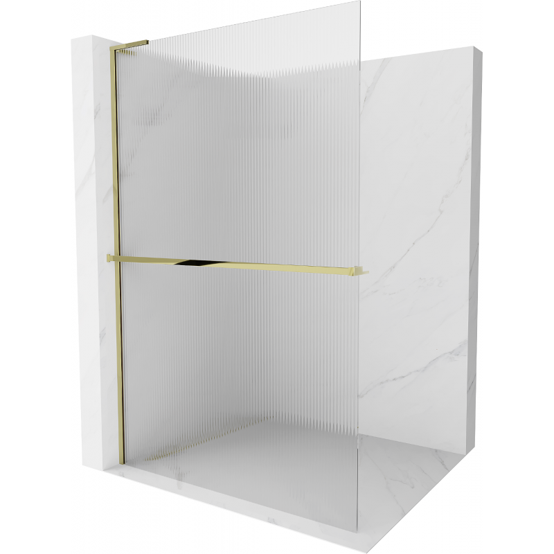 Mexen Kioto+ L Duschwand mit Regal Walk-in 90 x 200 cm, transparent, gold - 800-090-123-50-09