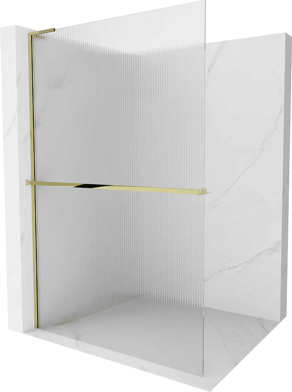 Mexen Kioto+ L Duschwand mit Regal Walk-in 90 x 200 cm, transparent, gold - 800-090-123-50-09