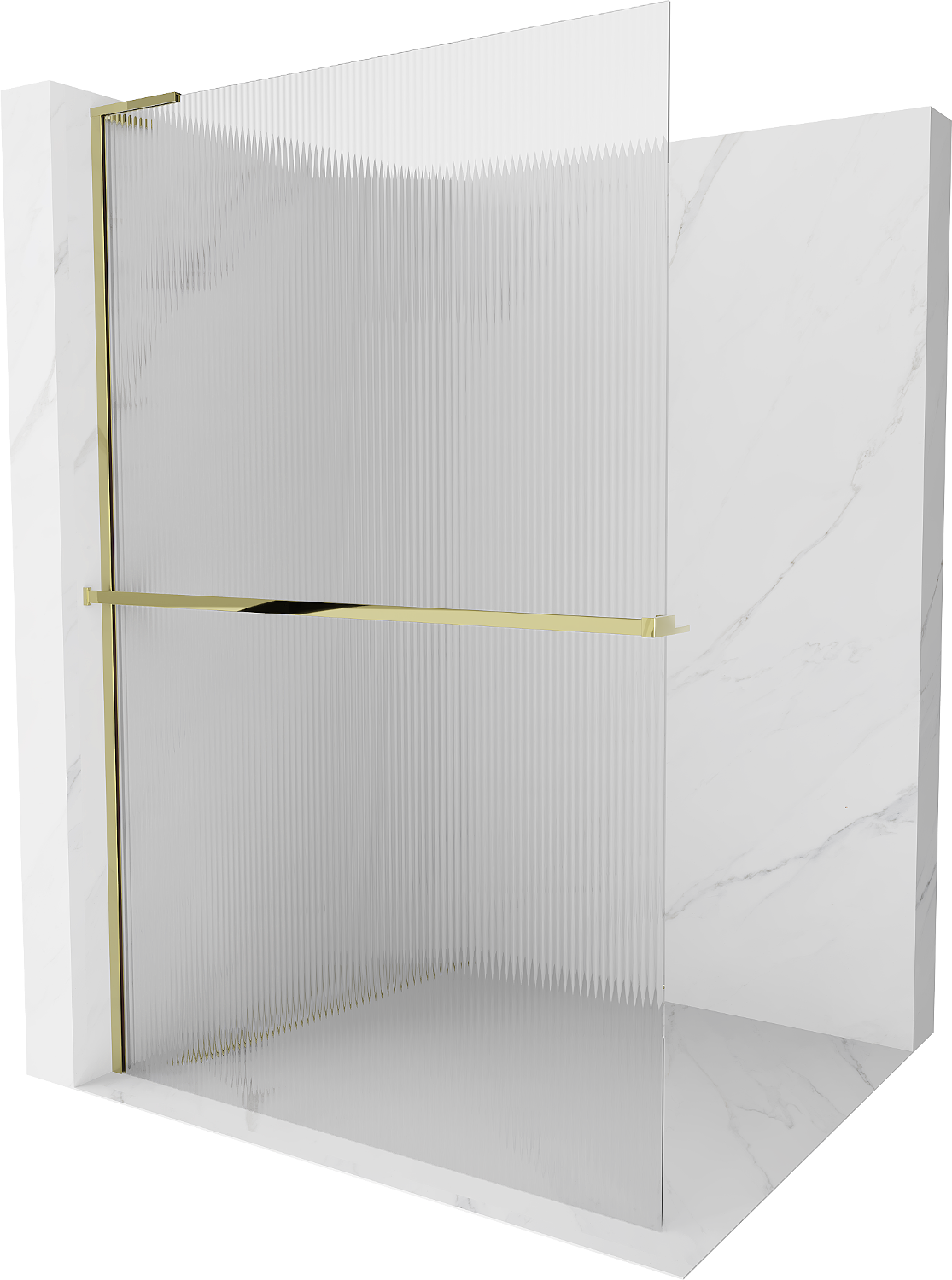 Mexen Kioto+ L Duschwand mit Ablage Walk-in 110 x 200 cm, Klar, Gold - 800-110-123-50-09